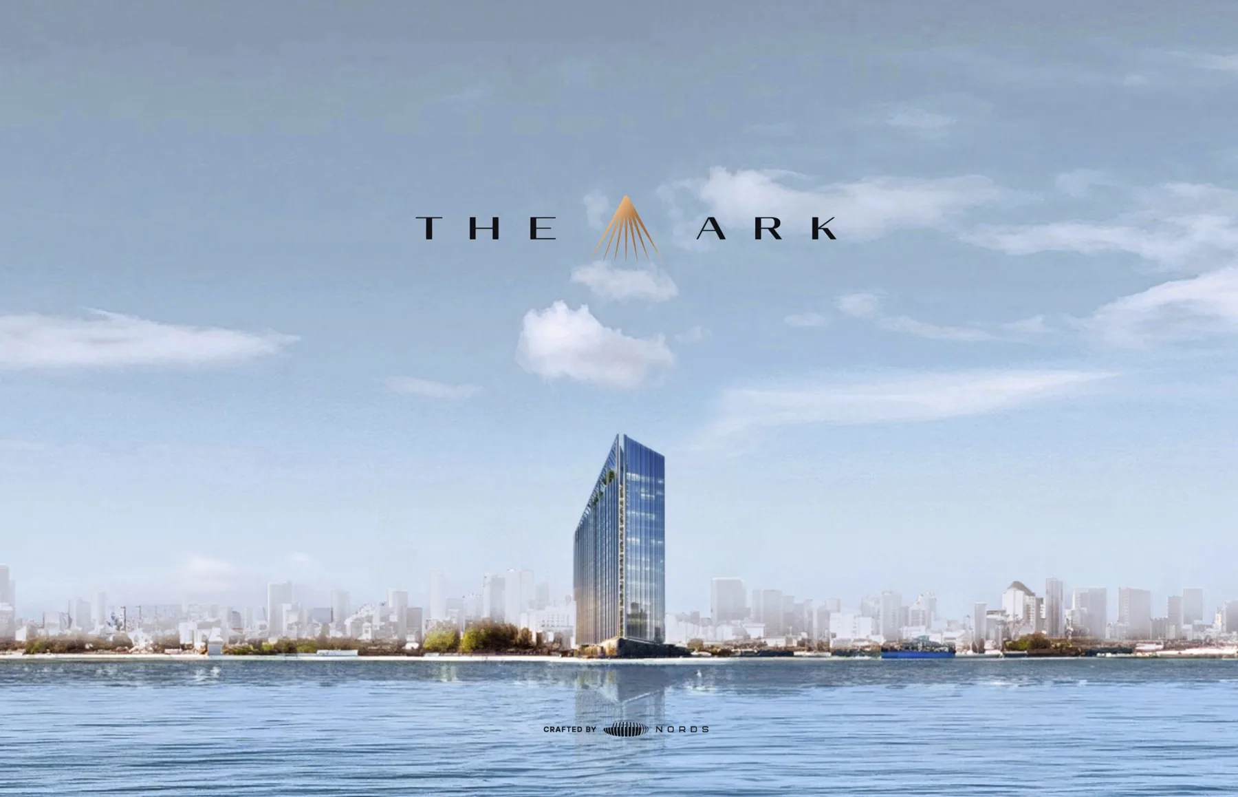 The Ark logo over a daytime waterfront skyline with the office tower