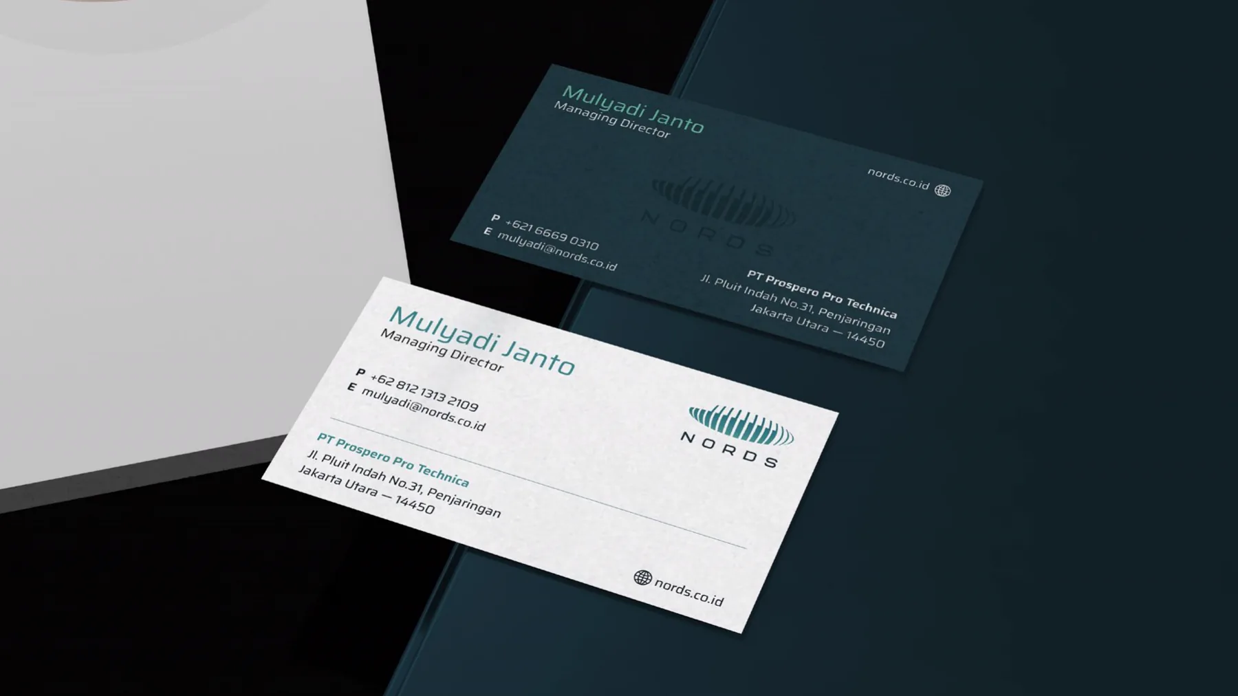 Nords business cards for Mulyadi Janto, Managing Director