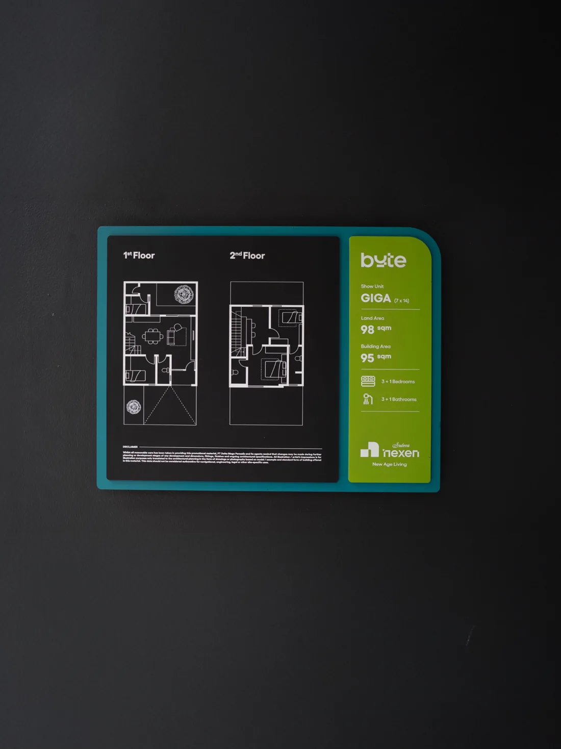 GIGA floor plan sign on a dark wall